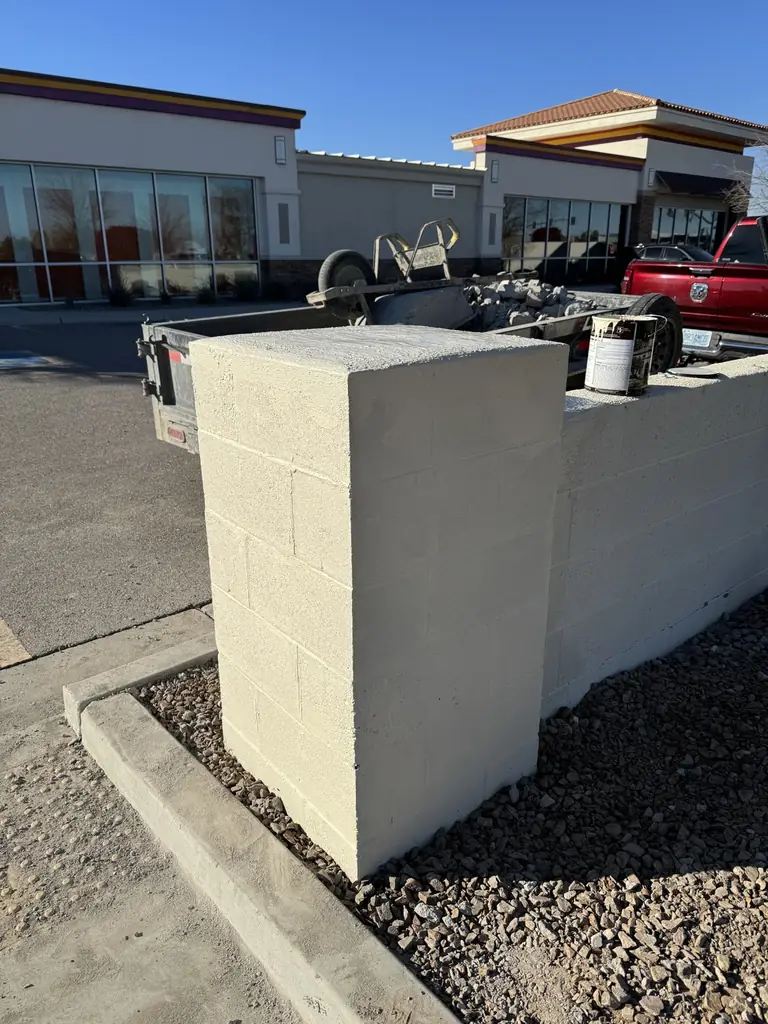 Completed vehicle-damage block wall repair in Gilbert AZ