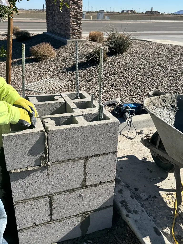 Rebuilding accident-damaged block wall in Gilbert AZ