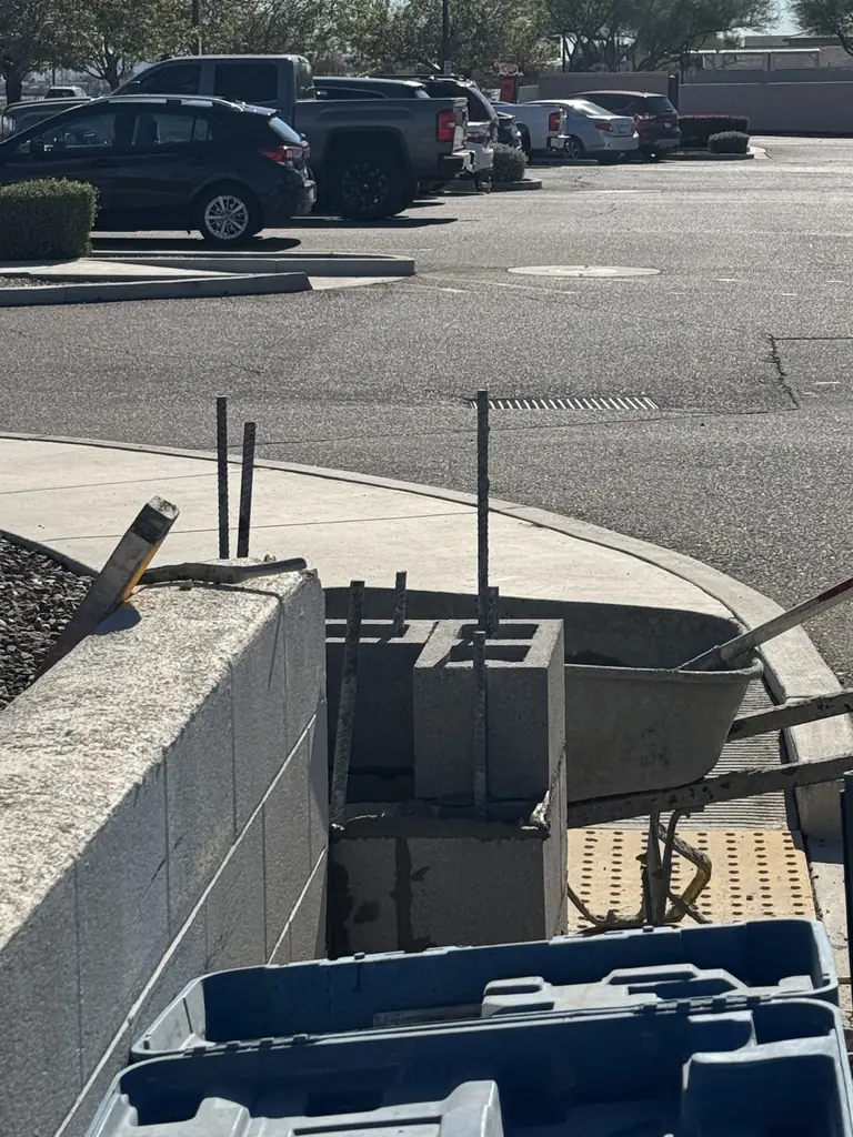 Block wall reconstruction after vehicle impact in Gilbert AZ