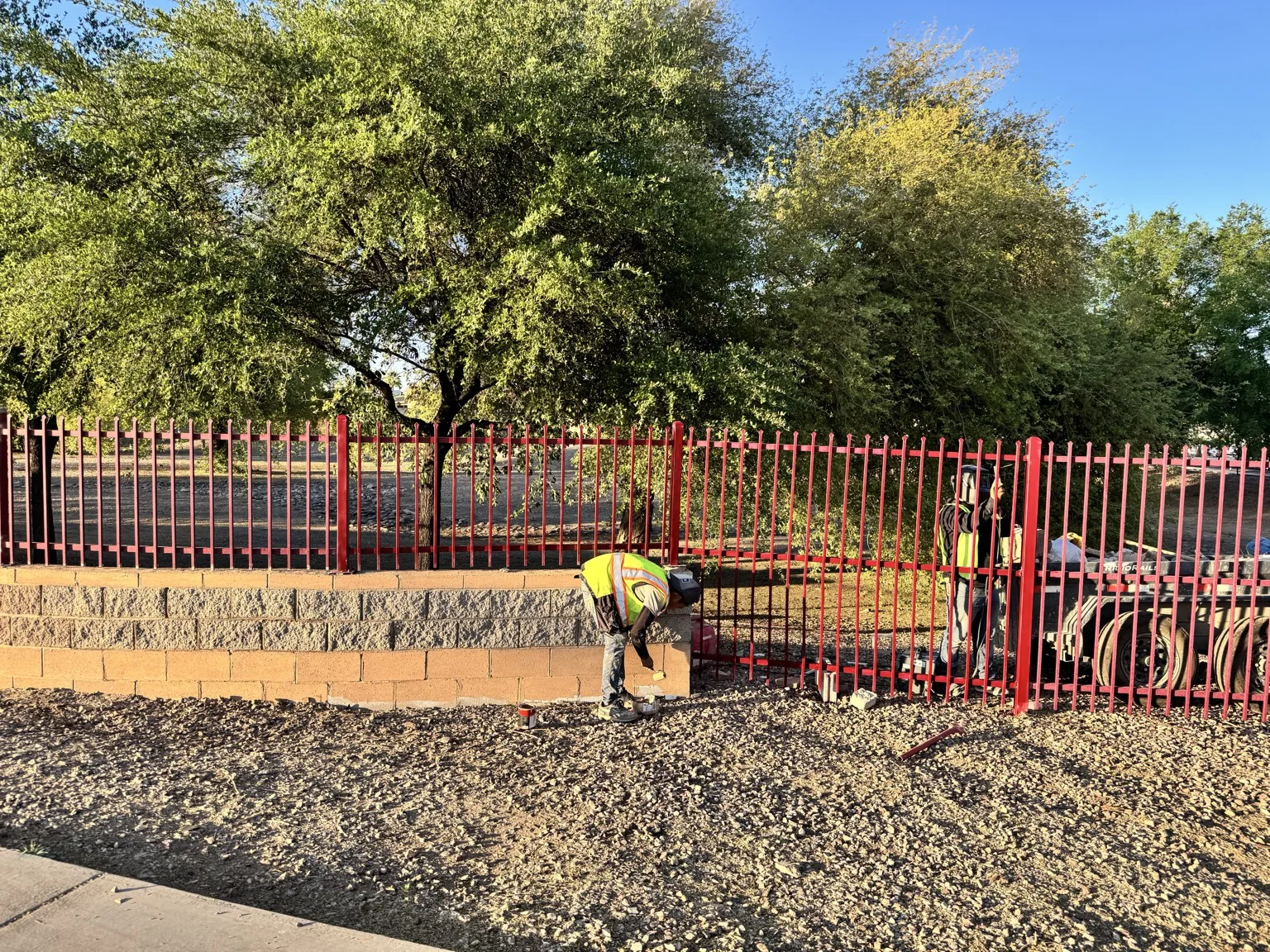 Completed Block Wall Base & Metal Fence Repair in Glendale, AZ
