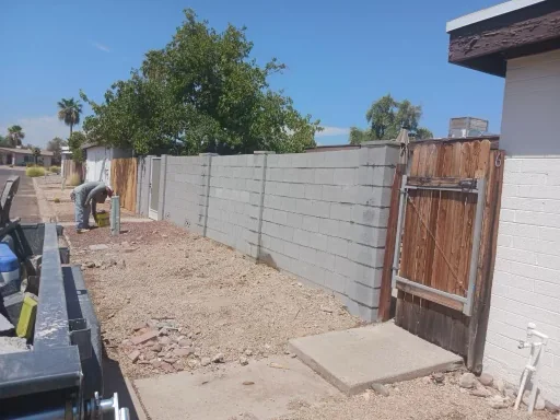 Collapsed Block Wall Repair completed by Desert Dreamco in Mesa, AZ