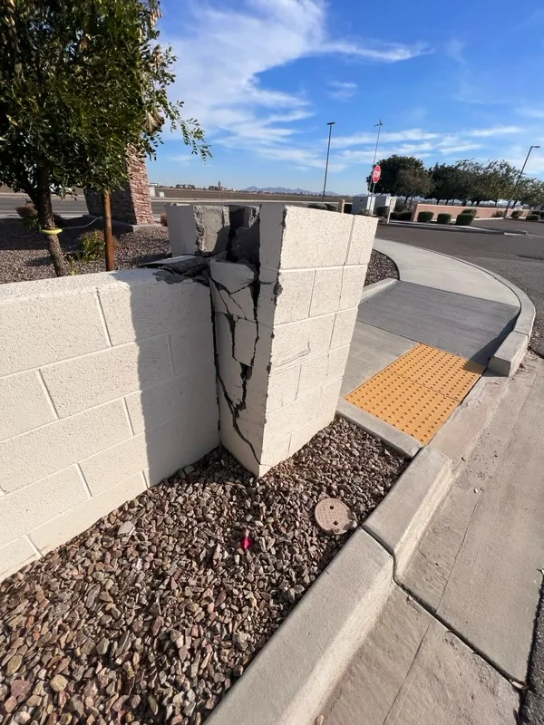 Before Pilaster Reconstruction in Tempe, AZ